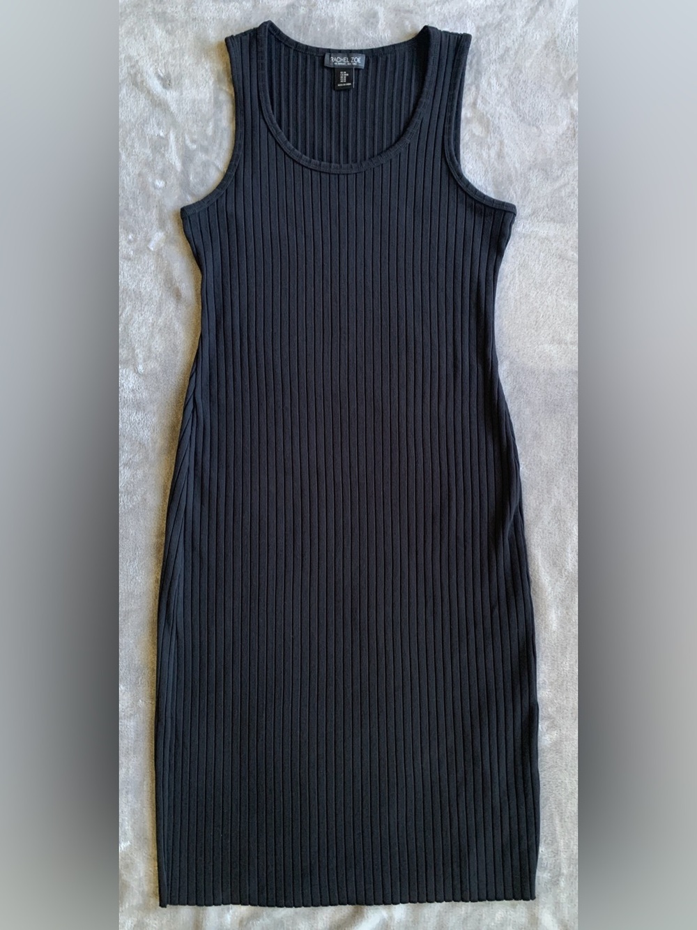 Rachel Zoe Black Ribbed Midi Tank Dress